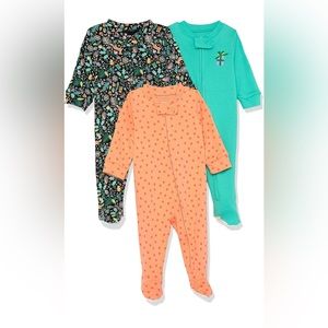 Amazon Essentials Set of 3 Unisex👦🏻👧🏻Holiday🎄Footed Pajama Sz 4T